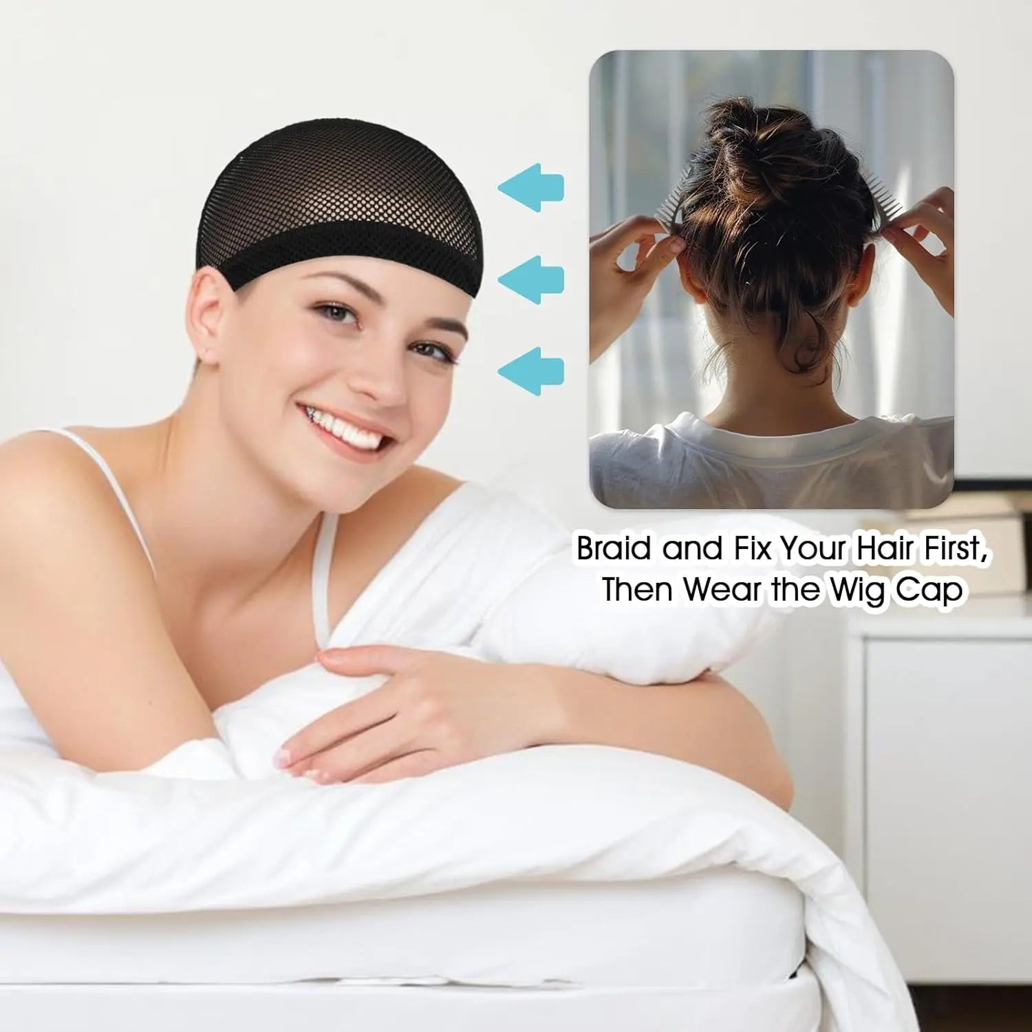 Wig Cap Black Crochet Wig Caps Stretchable Mesh Wig Caps Non Slip Hair Nets Weaving Cap for Making and Keeping Wig