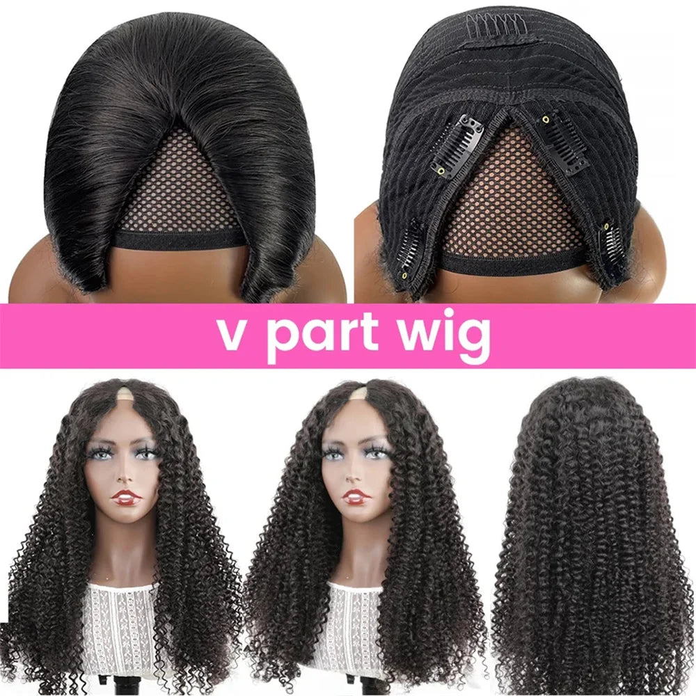 Water Wave V Part Human Hair Wig 180% Density