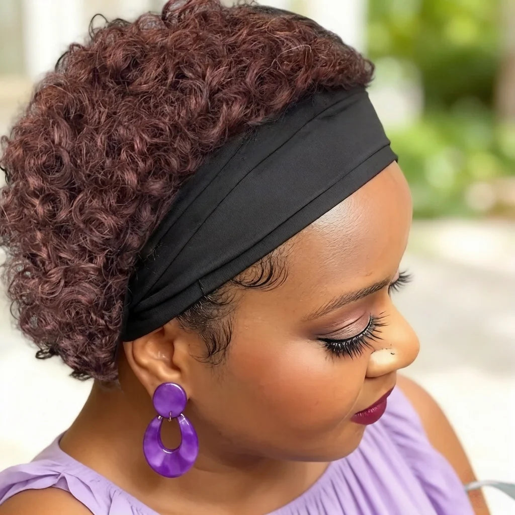 Headband Wig Human Hair Curly Full Machine Made Wigs For Women Natural Color daily use