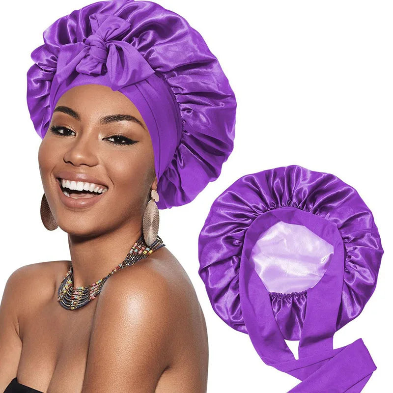 REVERSIBLE DOUBLE -LAYER SATIN SLEEPING BONNETS