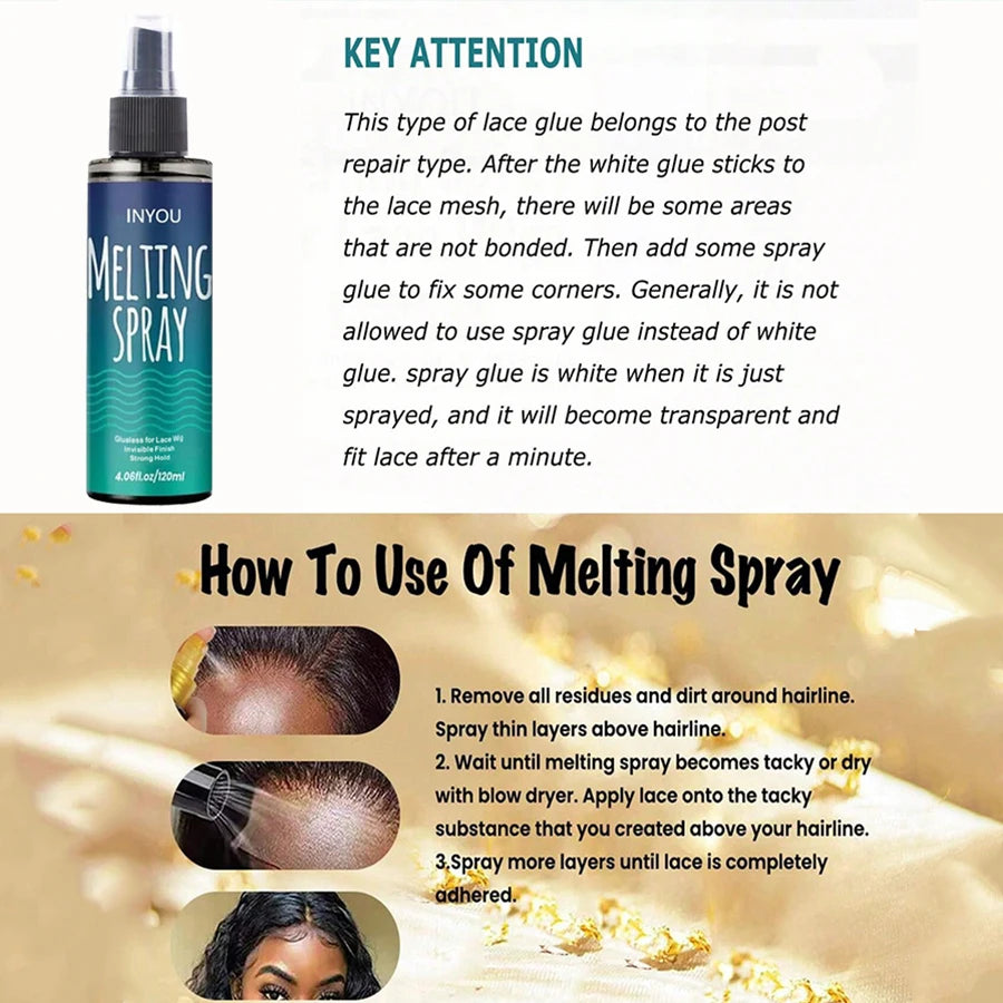 Lace Melting Spray, Lace Wig Melting Spray ,Strong Natural Finishing Hold, Wig Melting Spray & Hair Adhesive for Wigs,Wig Adhesi