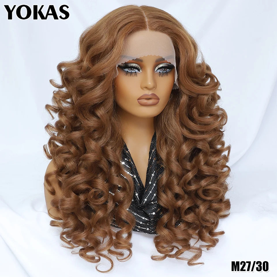 Lace Front Wigs Curly Latisha Synthetic High Quality Blonde Pink Blue Black White Red Brown Wig With Baby Hair For African Women