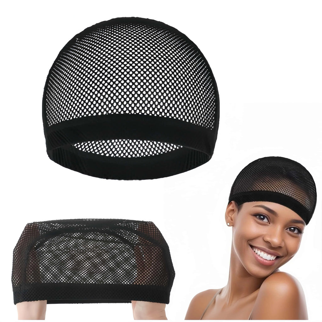 Wig Cap Black Crochet Wig Caps Stretchable Mesh Wig Caps Non Slip Hair Nets Weaving Cap for Making and Keeping Wig
