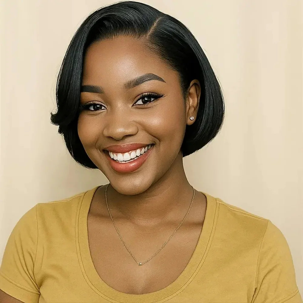 Short Straight Bob Human Hair Wig 13x4 Lace Front Pixie Cut 180% Density Glossy Finish Frontal Wig Natural Look