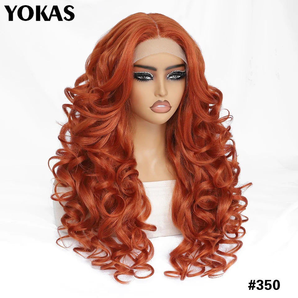 Lace Front Wigs Curly Latisha Synthetic High Quality Blonde Pink Blue Black White Red Brown Wig With Baby Hair For African Women