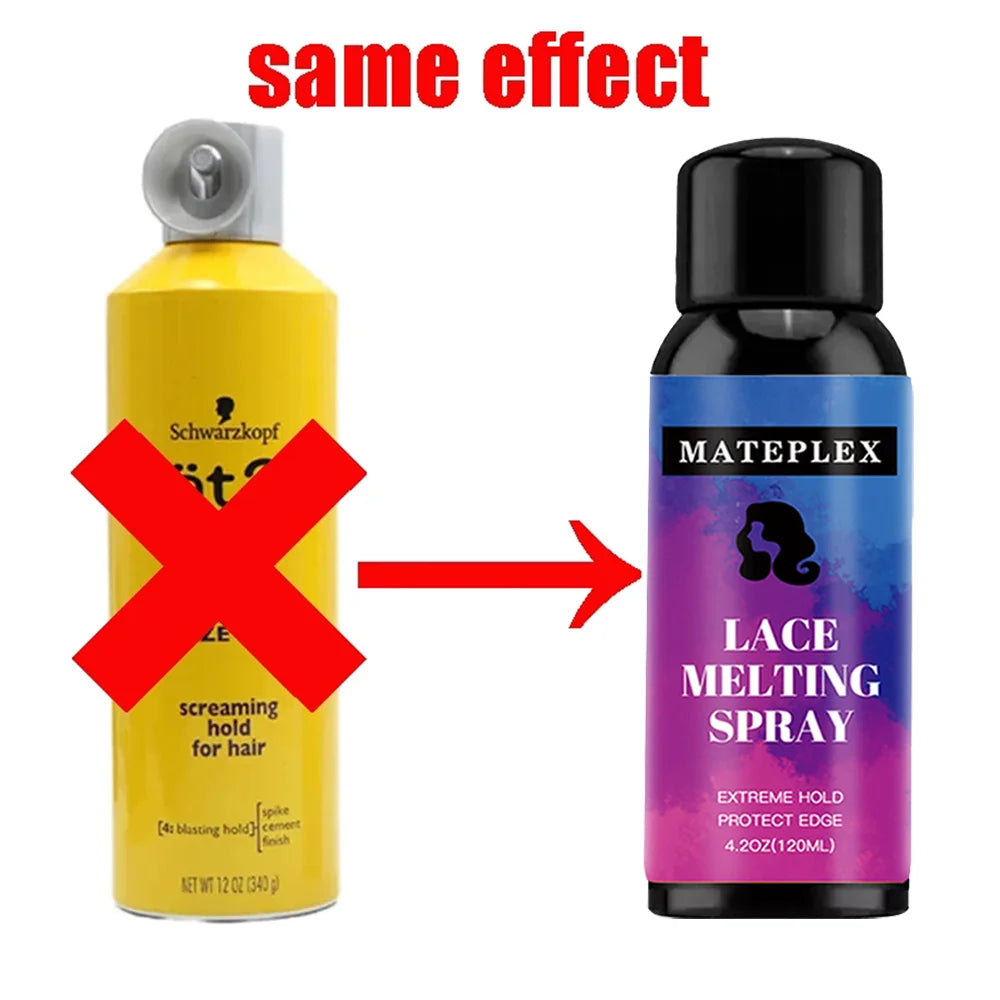 120ml Lace Melting Spray Fast Drying Melting and Holding Spray for Wigs Glue-Less Hair Adhesive Strong Natural Finishing Hold