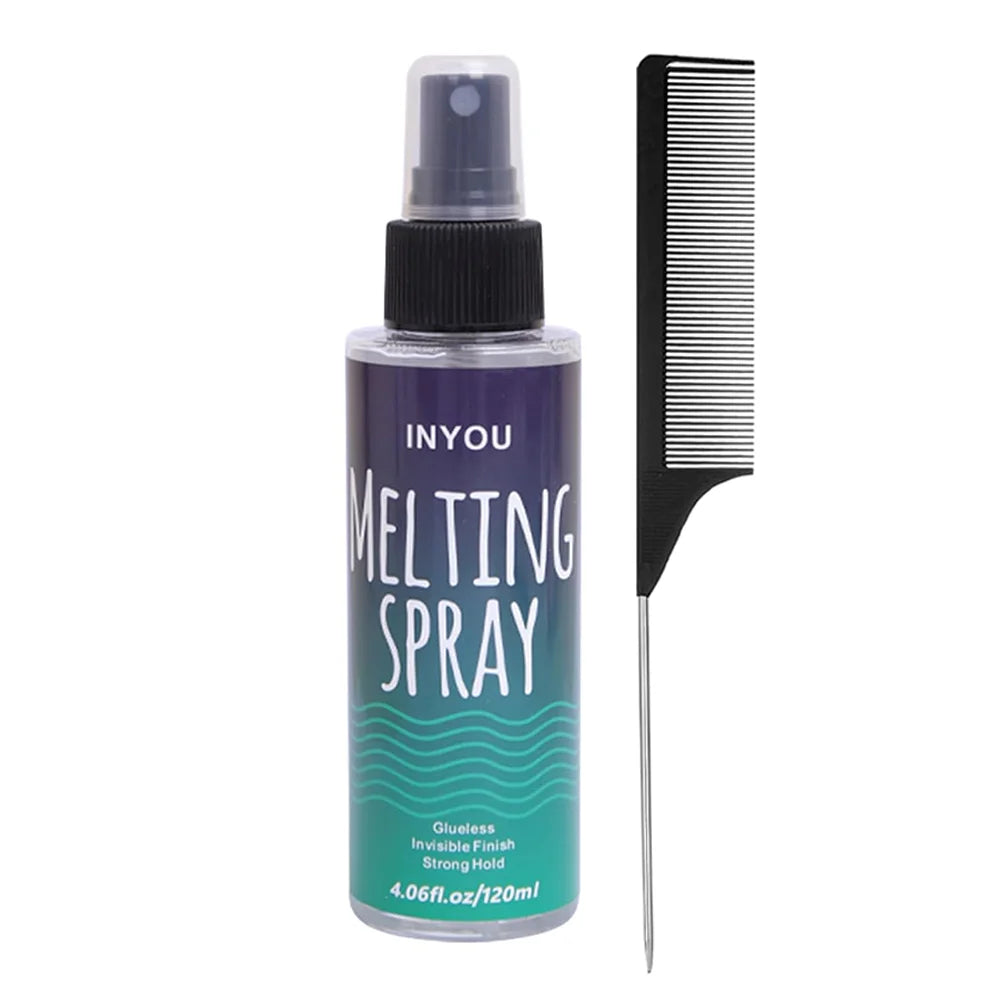 120MLLace Melting and Holding Spray Adhesives Remover Glue-Less Hair Adhesive for Wig Strong Natural Finishing Hold with Control