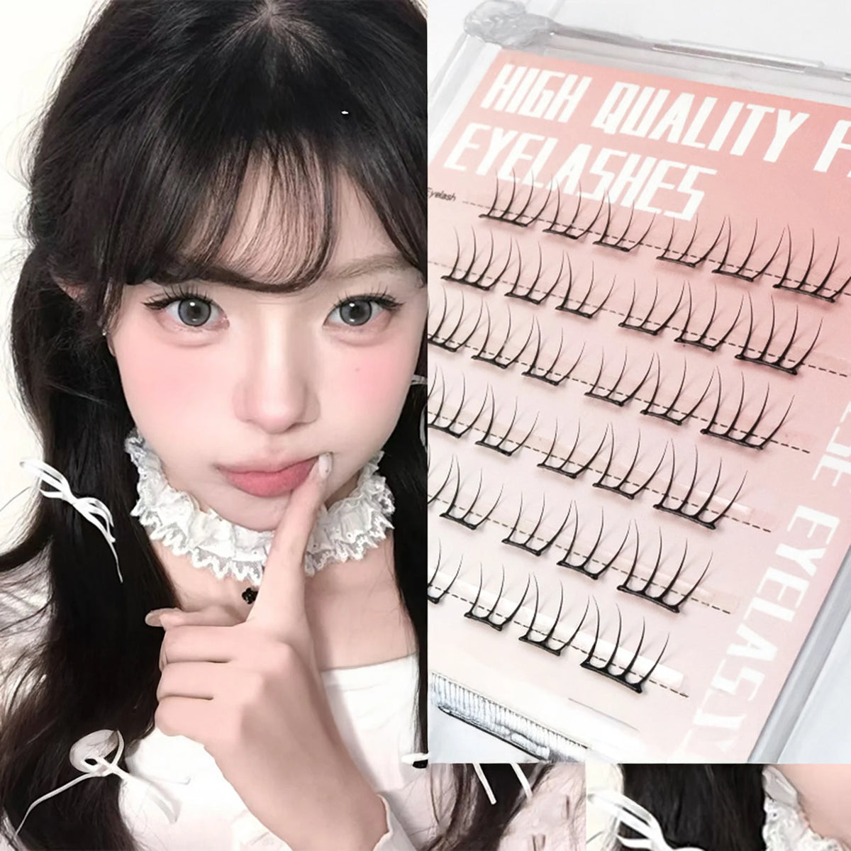 6 Rows Press on Comic Eyelash Clusters No Glue Soft Individual Anime Lashes Individual Lashes Cluster