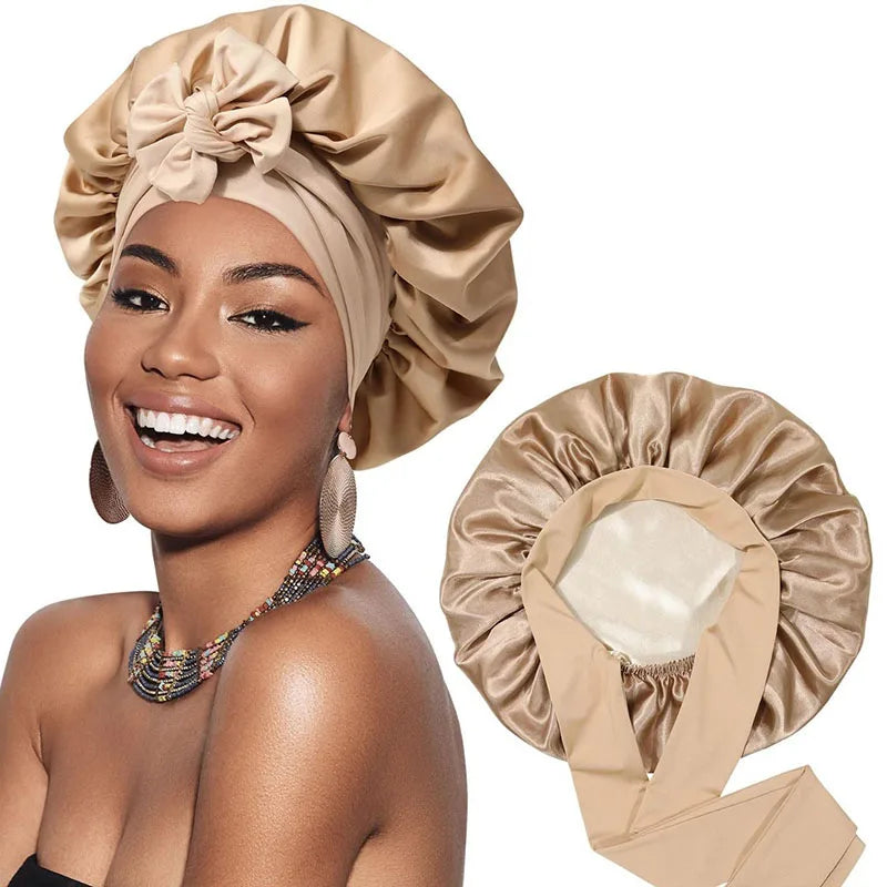 REVERSIBLE DOUBLE -LAYER SATIN SLEEPING BONNETS