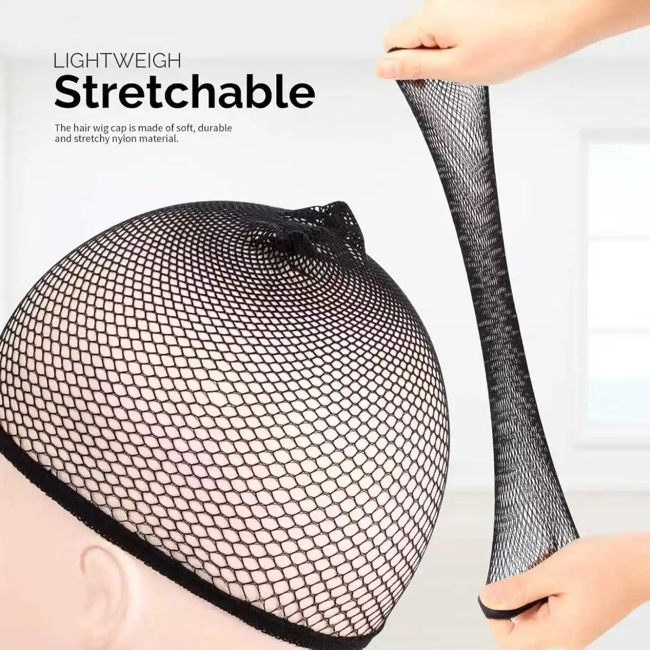 Mesh Wig Cap Stretchable Elastic Black Hair Net Stretch Open Ended Fishnet Wig Net Breathable Mesh Cap for Wig Accessories