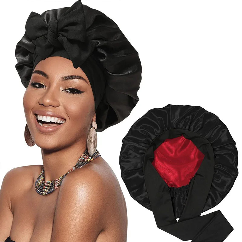 REVERSIBLE DOUBLE -LAYER SATIN SLEEPING BONNETS