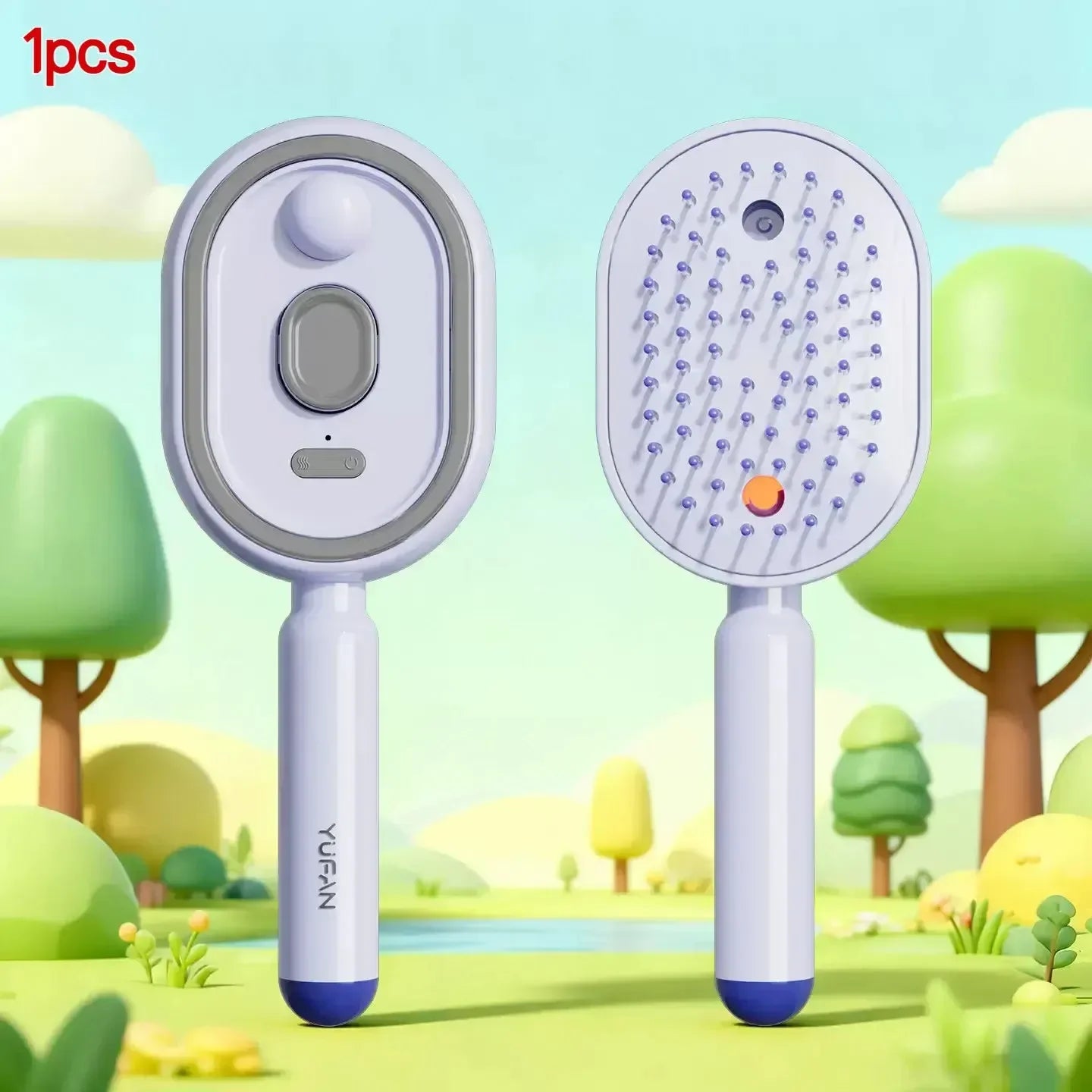 Electric Spray Hair Brush 2-In-1 Misting Hair Brush with Water Spray Reduce Frizz Anti-Static Retractable Steam Massage Comb