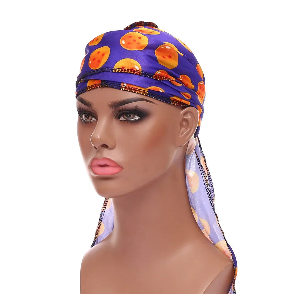 Akatsuki Cloud Durag Unisex Bandeaux Dorag Hiphop Bandana Stain Pirate Cap Waves Du Doo Rag Men Long Wide Straps Soft Headwraps