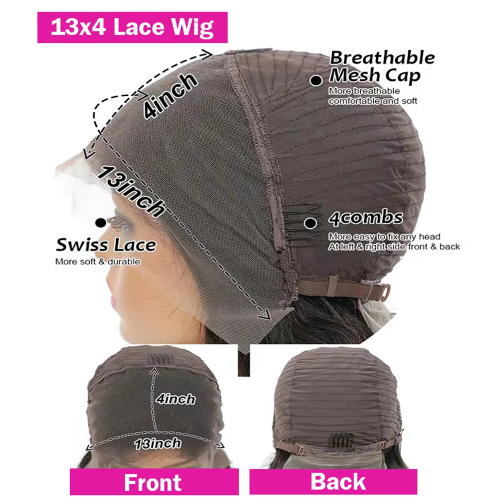 Straight Pixie Cut Wig Human Hair Wigs 13x4 Transparent Lace Short Bob Wig Part Lace Wig Brazilian 100% Human Hair For Women