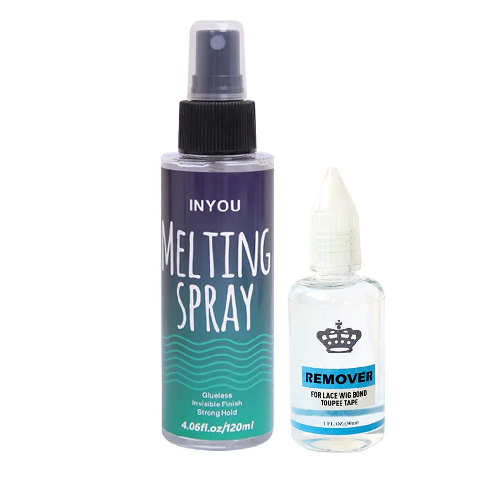 120MLLace Melting and Holding Spray Adhesives Remover Glue-Less Hair Adhesive for Wig Strong Natural Finishing Hold with Control