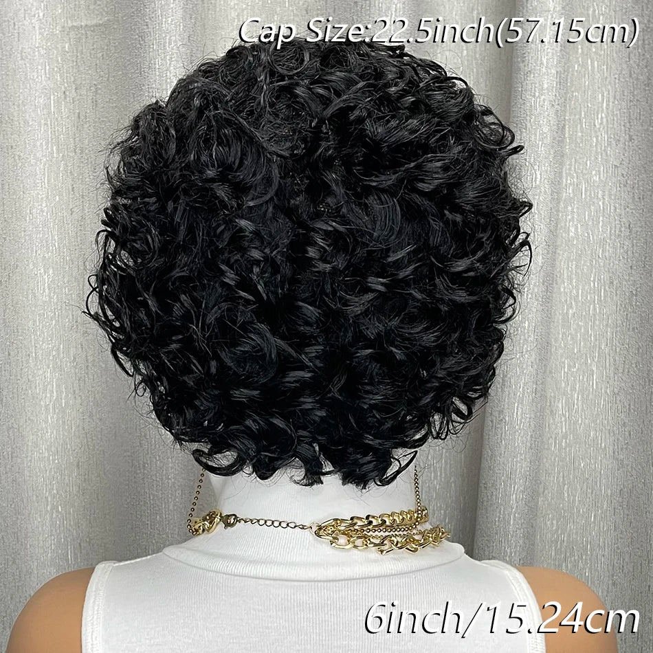 Curly Human Hair Wigs Short Glueless Curly Wigs Bob Wig Human Hair 100% Glueless Pixie Cut Wigs Human Hair Ready To Wear