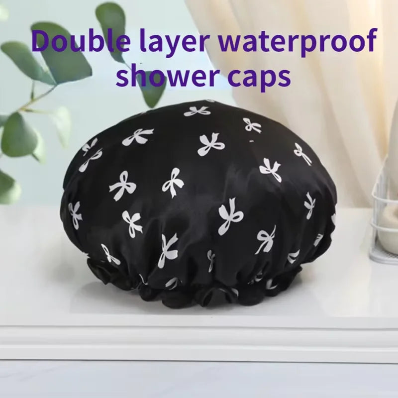 WATERPROOF DOUBLE-LAYER SHOWER CAP-REUSABLE HAIR PROTECTION