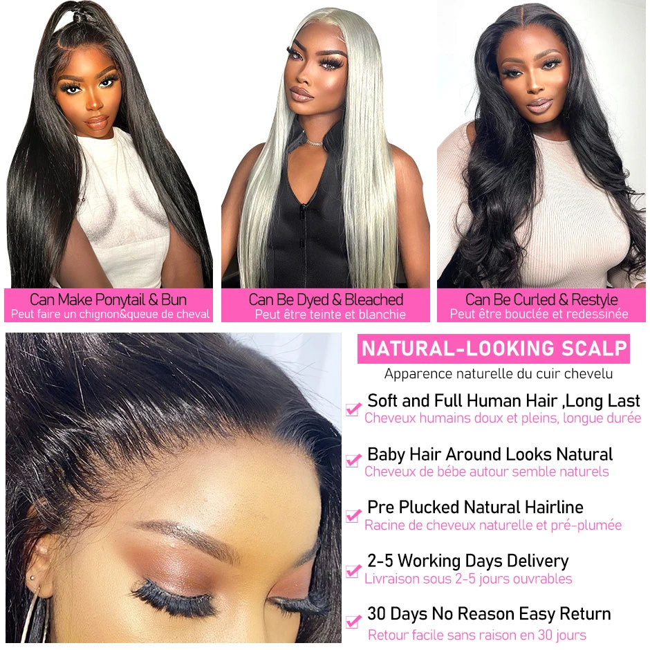Lace Frontal Human Hair Wigs PreBleached Knots Preplucked Straight Lace Front Wigs For Women Brazilian Wigs On Sale ISEE Hair