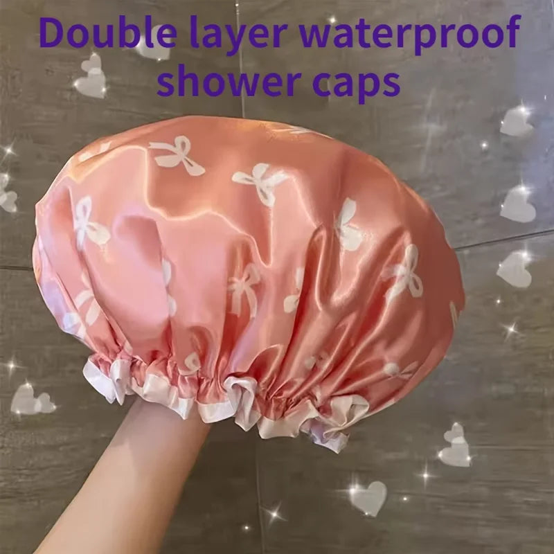 WATERPROOF DOUBLE-LAYER SHOWER CAP-REUSABLE HAIR PROTECTION