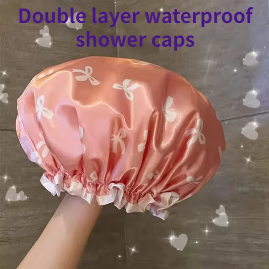 WATERPROOF DOUBLE-LAYER SHOWER CAP-REUSABLE HAIR PROTECTION