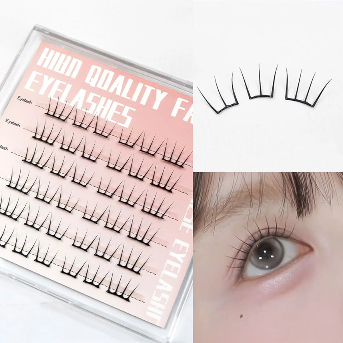 6 Rows Press on Comic Eyelash Clusters No Glue Soft Individual Anime Lashes Individual Lashes Cluster