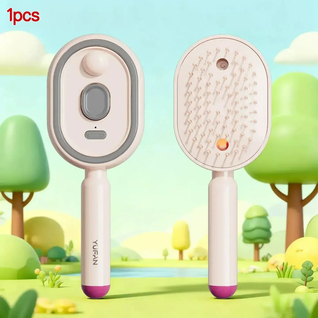 Electric Spray Hair Brush 2-In-1 Misting Hair Brush with Water Spray Reduce Frizz Anti-Static Retractable Steam Massage Comb