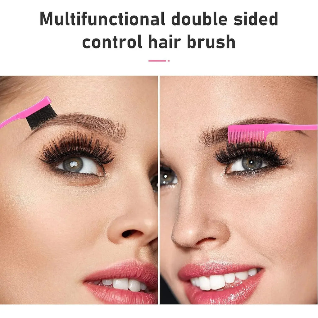 3Pcs Slick Back Hair Brush Set Teasing Hair Brush Triple Teasing Comb Rat Tail Combs Edge Brush Hair Tail Tools Braid Tool Loop