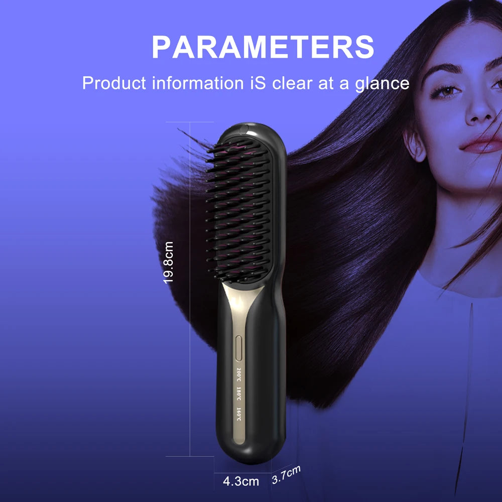 Electric Multifunctional Straight Hair Comb Fast Heating Portable Travel Anti-Scald Beard Straightener Curling Hot Comb Brush