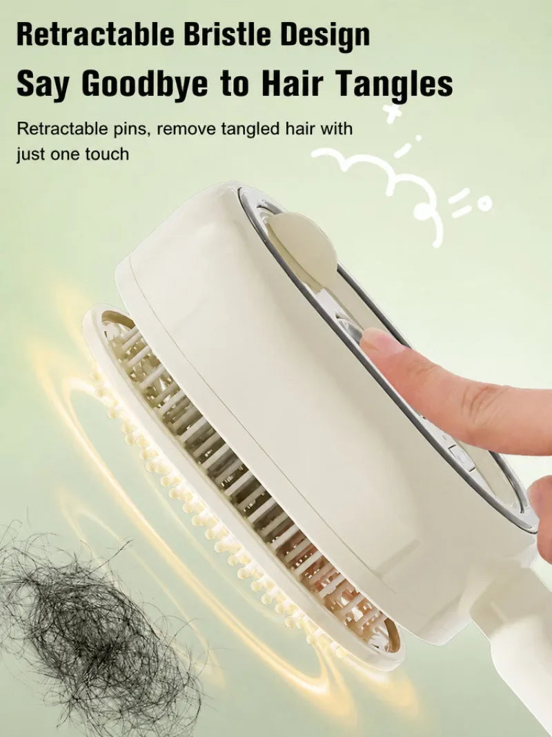 Electric Spray Hair Brush 2-In-1 Misting Hair Brush with Water Spray Reduce Frizz Anti-Static Retractable Steam Massage Comb