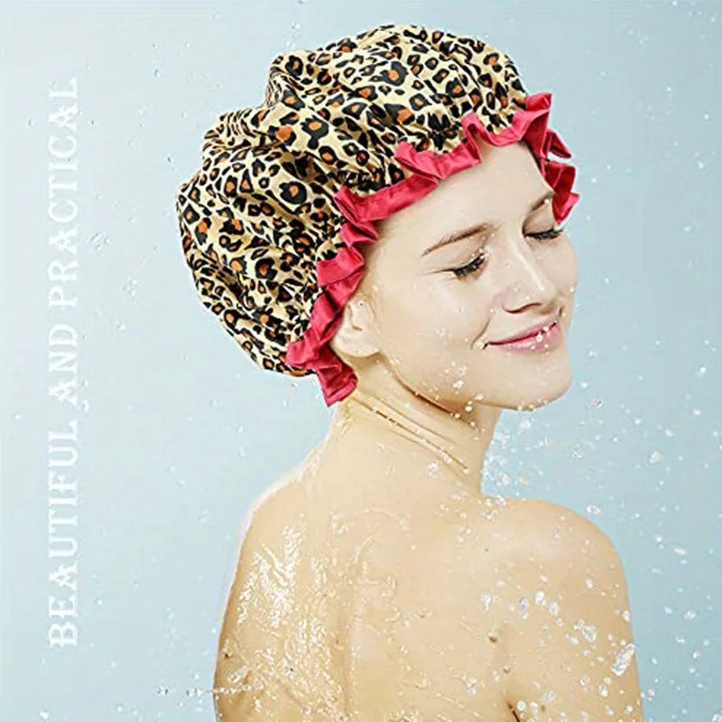 WATERPROOF DOUBLE LAYER SHOWER CAP FOR WOMEN