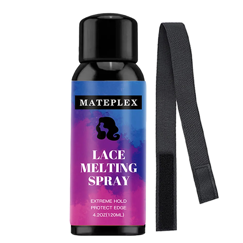 120ml Lace Melting Spray Fast Drying Melting and Holding Spray for Wigs Glue-Less Hair Adhesive Strong Natural Finishing Hold