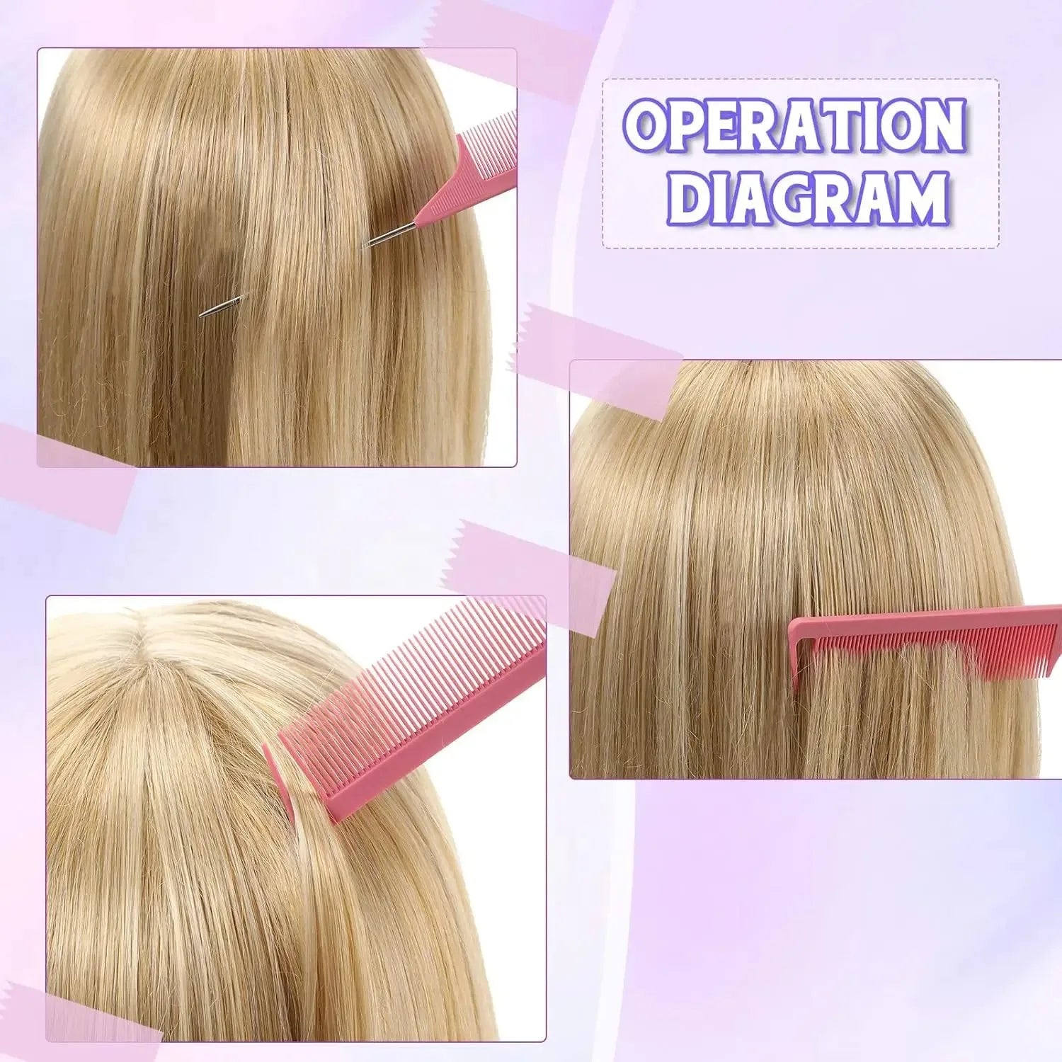 3Pcs Slick Back Hair Brush Set Teasing Hair Brush Triple Teasing Comb Rat Tail Combs Edge Brush Hair Tail Tools Braid Tool Loop