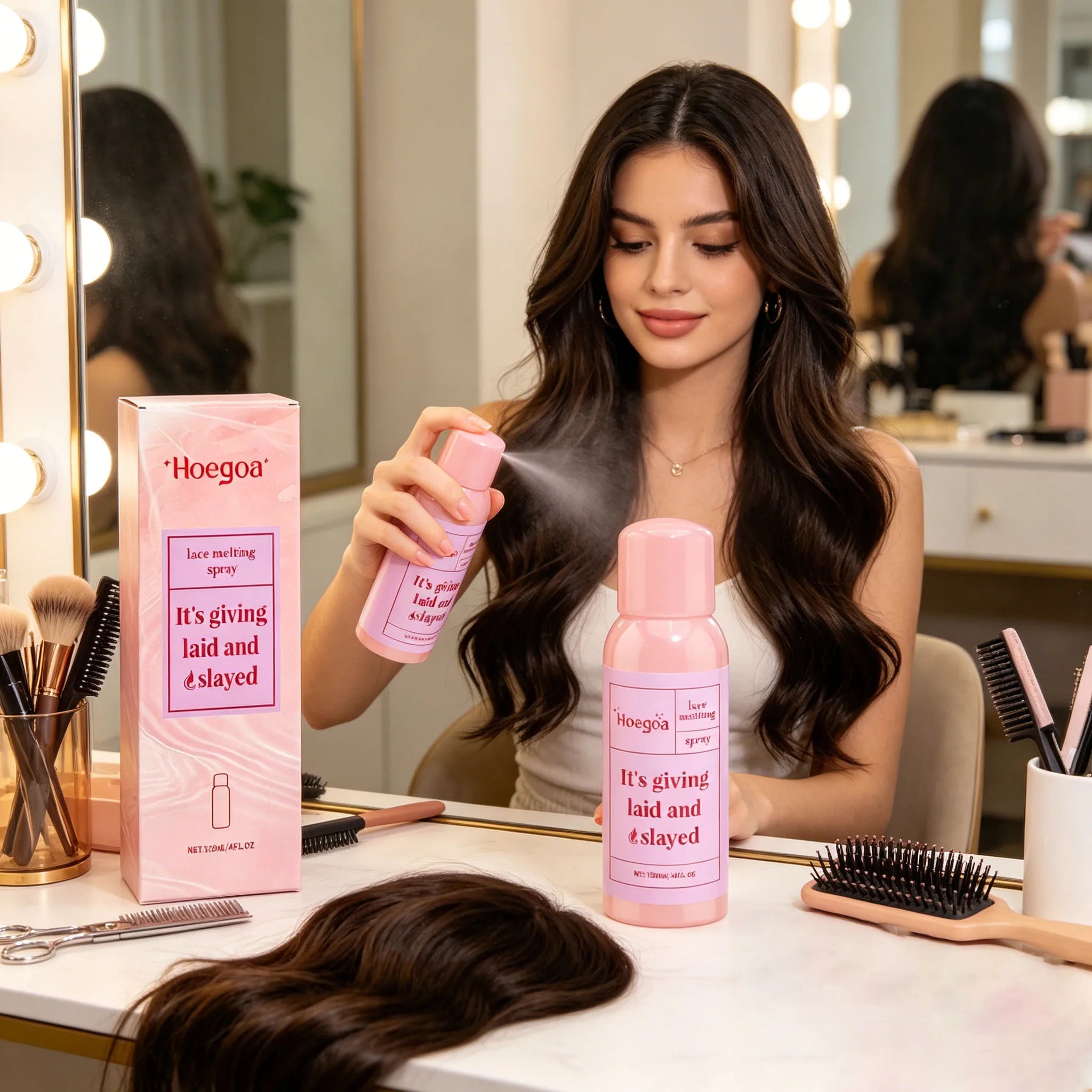 Lace Melting Spray Strong Hold Non Irritating Invisibility Waterproof Seamless Finish Glue Natural Hairline Wig Fixative Spray
