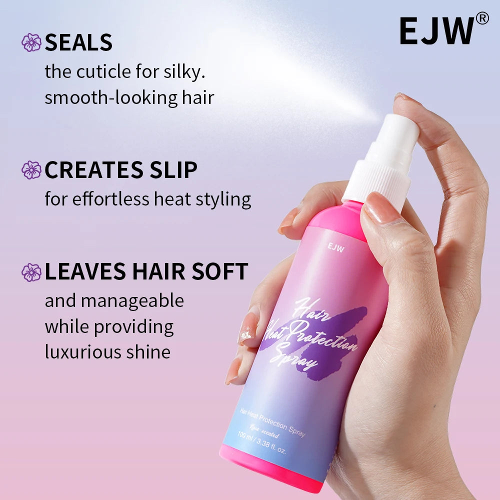 EJW Heat Protection Spray for Hair –Heat Protectant for Hair–Styling Hair Spray for Frizz Control–Protects Strands Up to 250°F