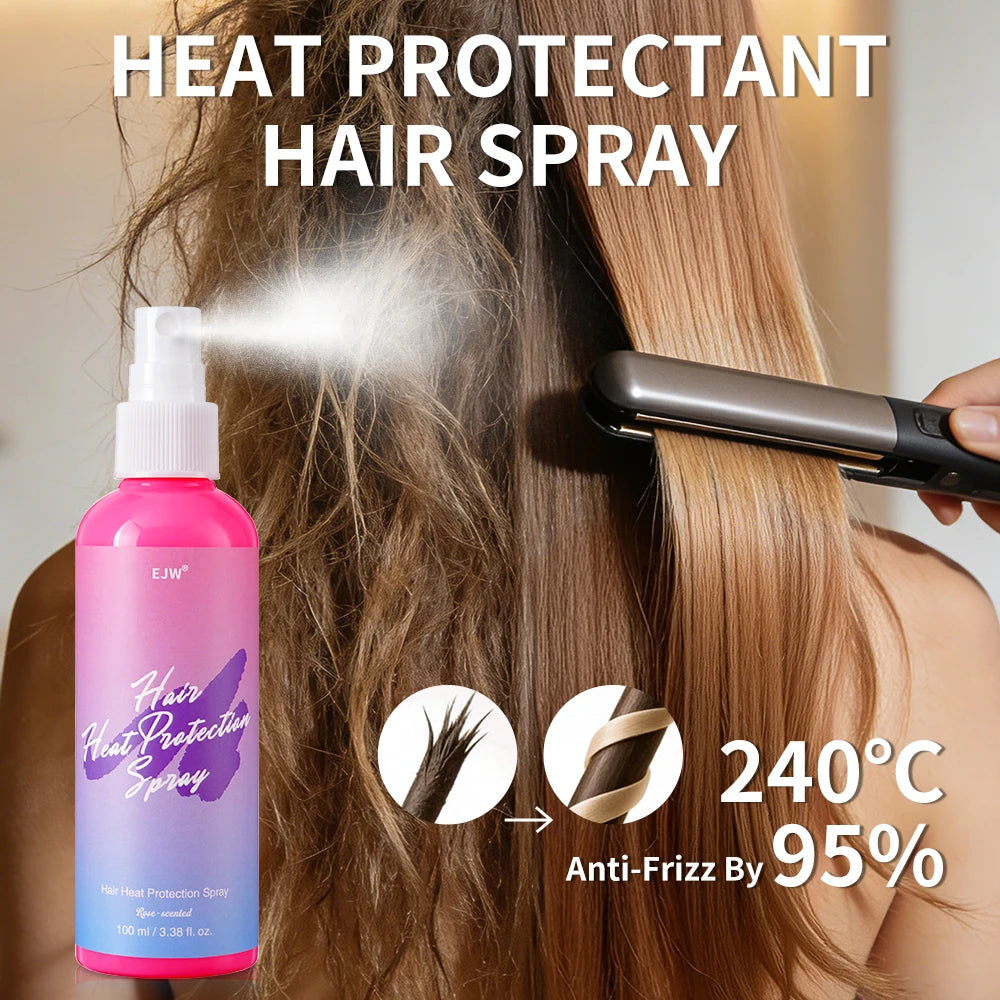 EJW Heat Protection Spray for Hair –Heat Protectant for Hair–Styling Hair Spray for Frizz Control–Protects Strands Up to 250°F
