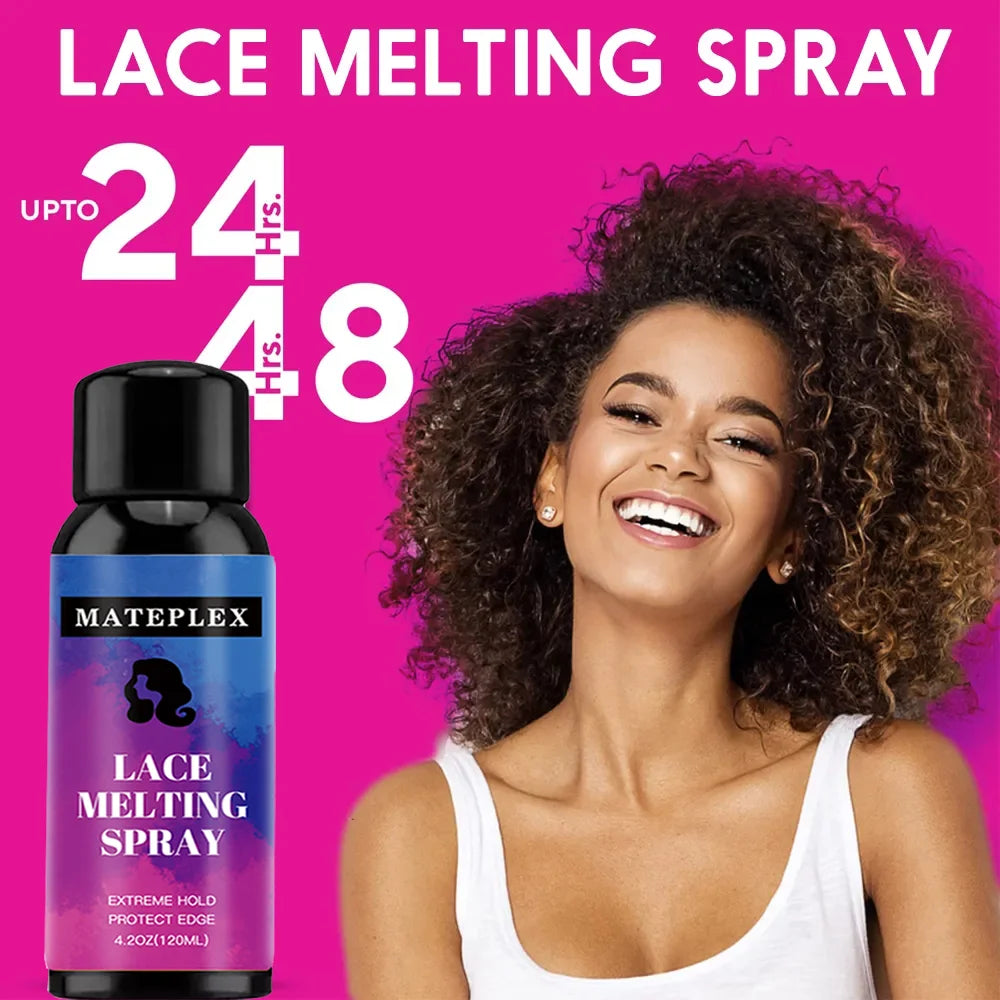 120ml Lace Melting Spray Fast Drying Melting and Holding Spray for Wigs Glue-Less Hair Adhesive Strong Natural Finishing Hold