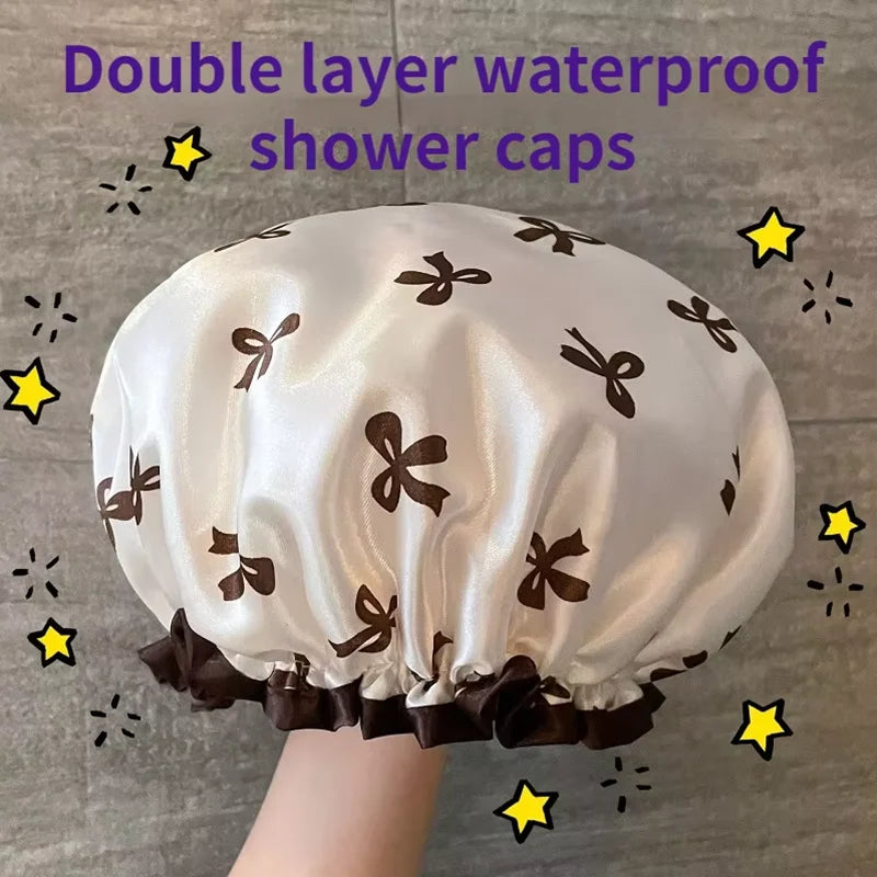 WATERPROOF DOUBLE-LAYER SHOWER CAP-REUSABLE HAIR PROTECTION