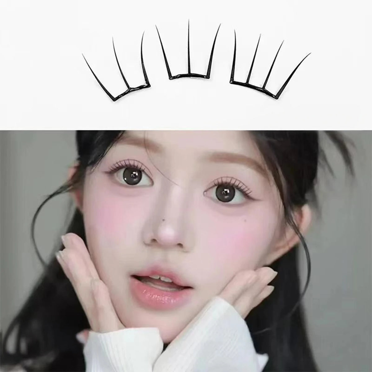6 Rows Press on Comic Eyelash Clusters No Glue Soft Individual Anime Lashes Individual Lashes Cluster