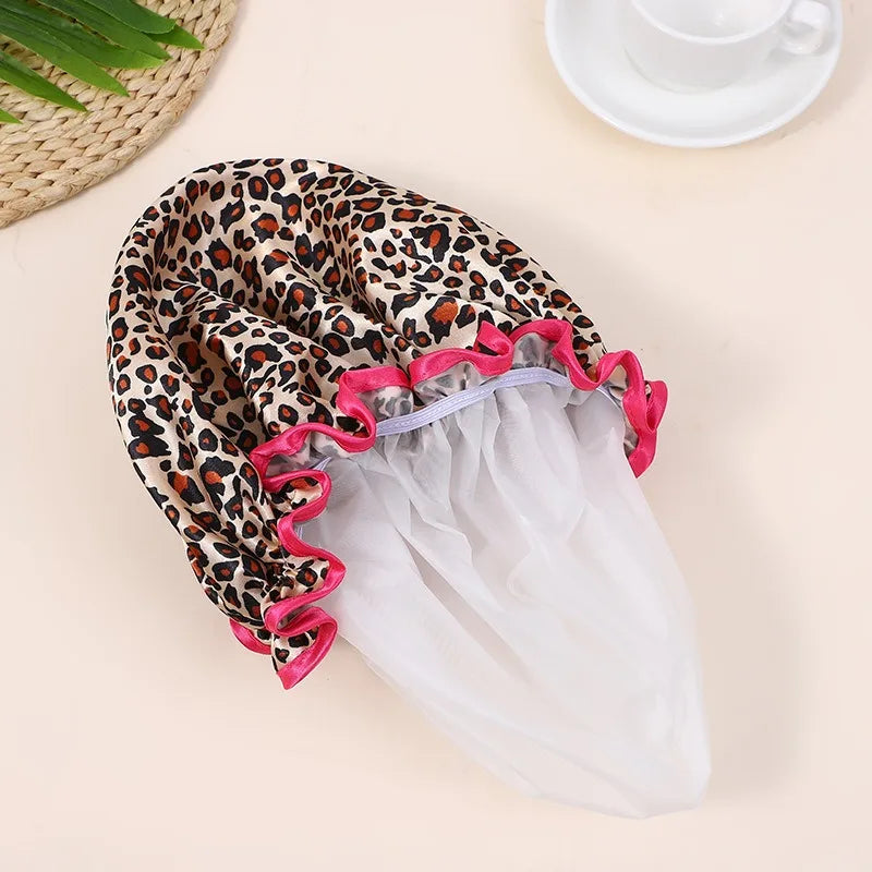 WATERPROOF DOUBLE LAYER SHOWER CAP FOR WOMEN